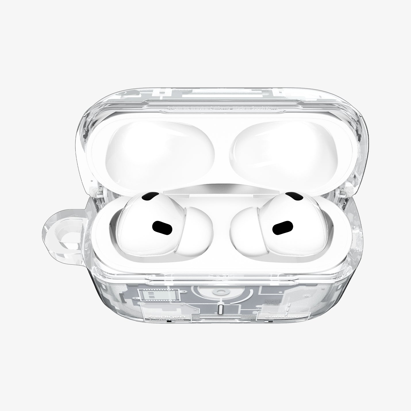ACS10018 - AirPods Pro 3 Series Ultra Hybrid Zero One (MagFit) in Zero One White showing the front with top open and AirPods inside