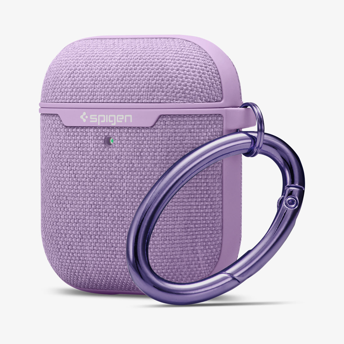074CS27599 - Apple AirPods 1 / 2 Case Urban Fit in purple showing the front, side and carabiner