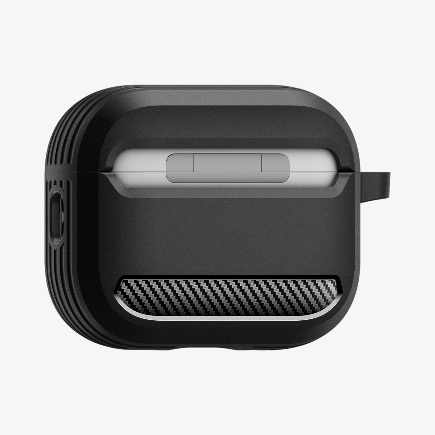 ACS09822 - AirPods Pro 3 Rugged Armor in Matte Black showing the back and partial side