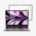 AGL05504 - MacBook Air 13-inch (2022) GLAS.tR SLIM in Clear showing the front of tempered glass hovering in front of a device