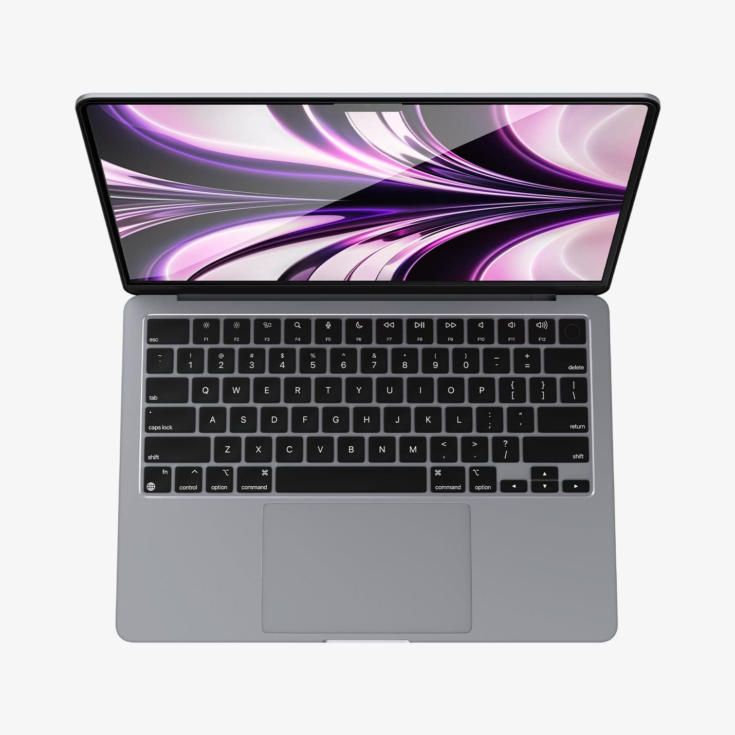 AGL05504 - MacBook Air 13-inch (2022) GLAS.tR SLIM in Clear showing the front of the device with tempered glass installed
