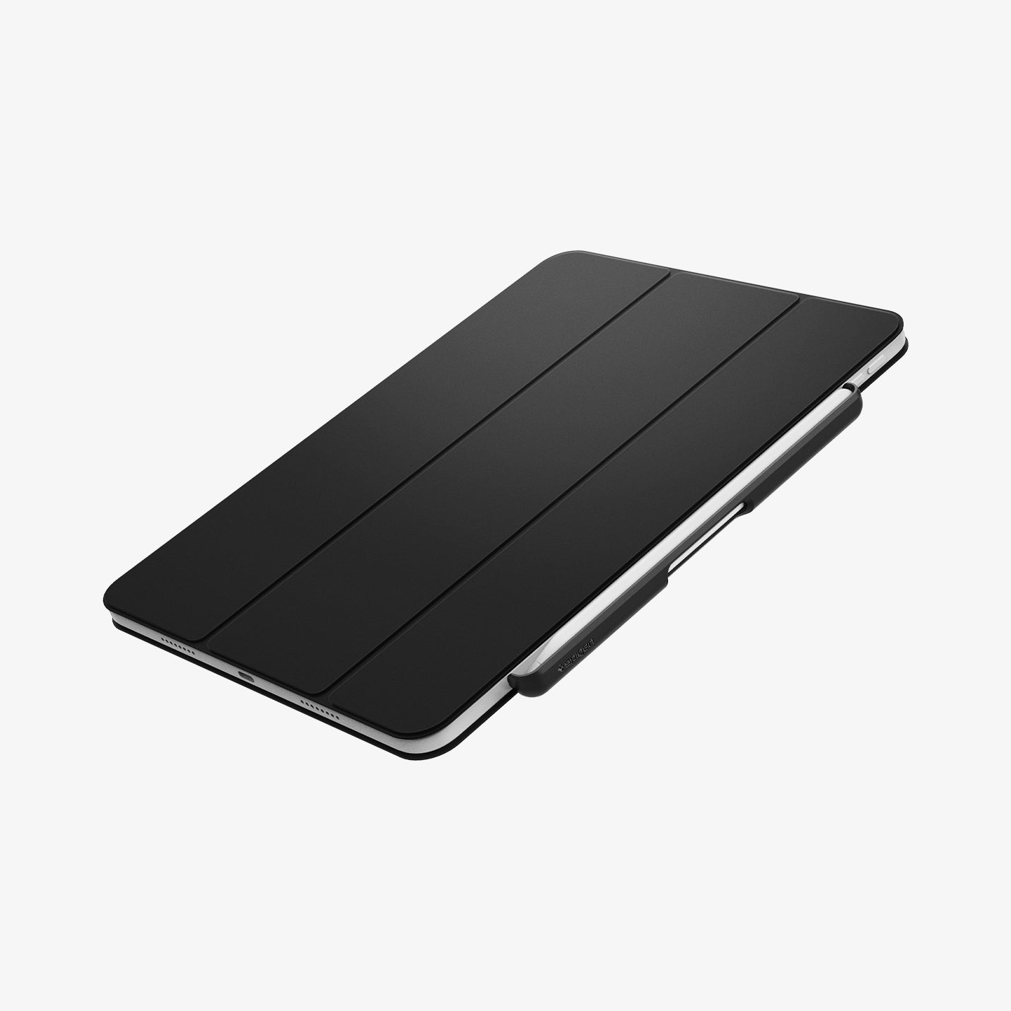 APP04545 - Apple Pencil Holder DA20 in Black showing the front of the case, partial side of the holder with pen attached