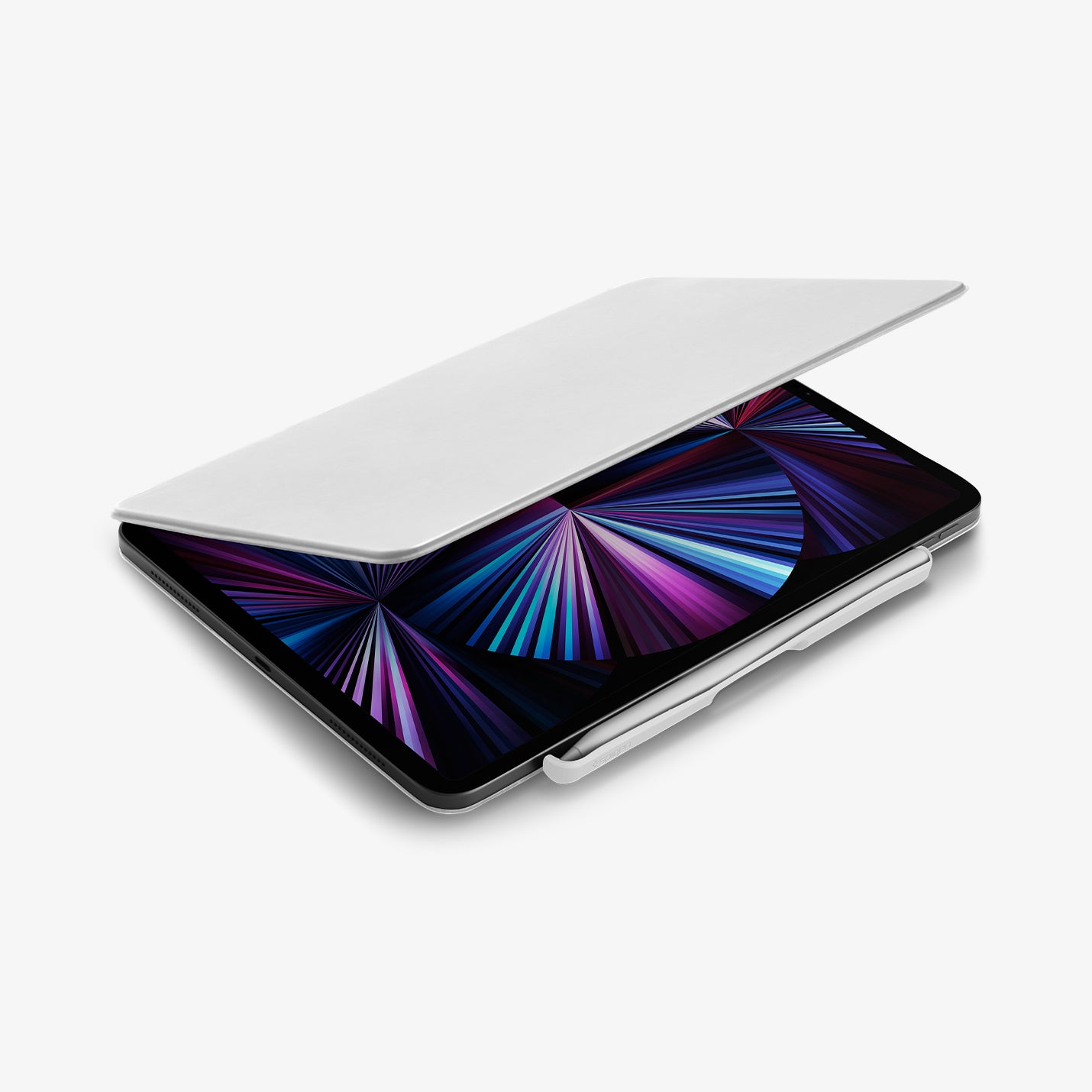 APP06266 - Apple Pencil Holder DA20 in White showing the case of the device slightly open with pen on the pencil holder