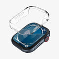 ACS08602 - Apple Watch 10 (46mm) Case Thin Fit in Crystal Clear showing the front detached, hovering above the apple watch face