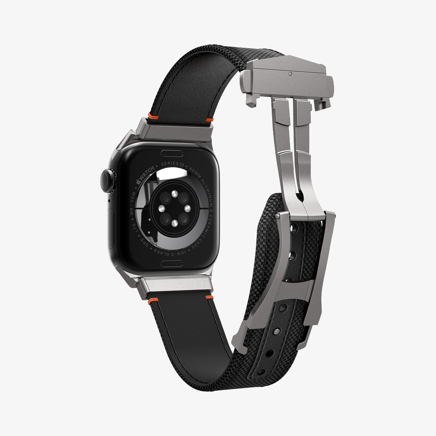 AMP09304 - Apple Watch Ultra (49mm) Classic Fit in Black showing the back, inner side and bottom with lock mechanism