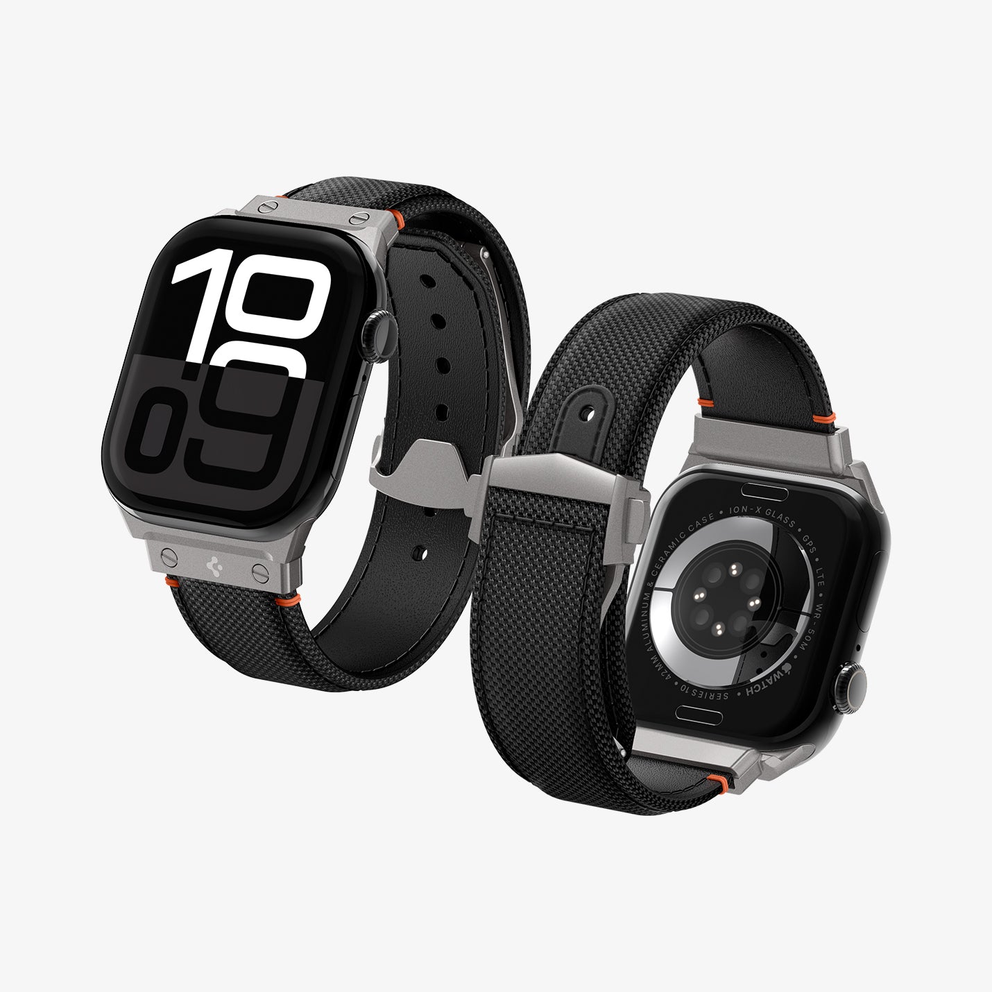 AMP09304 - Apple Watch Ultra (49mm) Classic Fit in Black showing the front, back, partial inner side and bottom