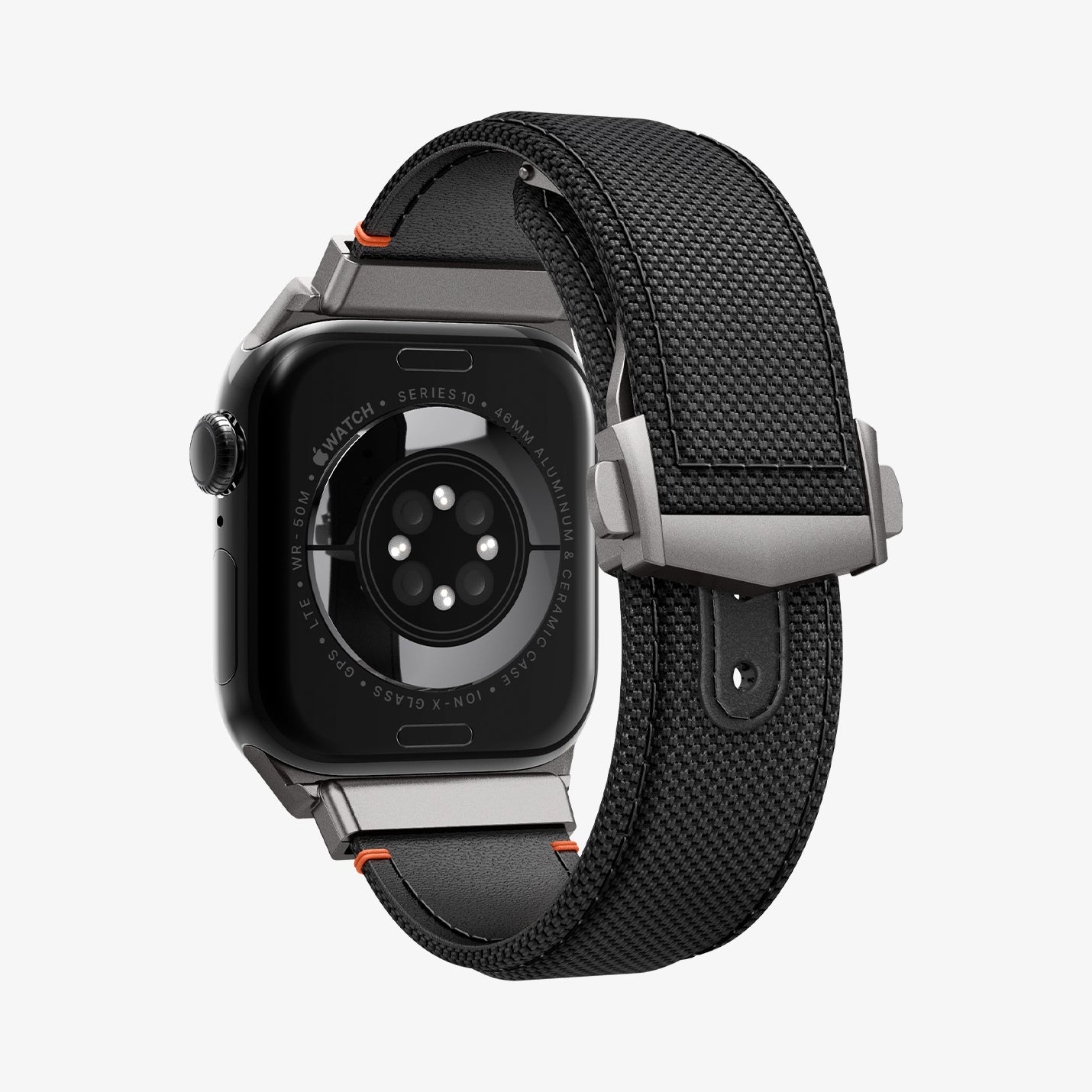 AMP09304 - Apple Watch Ultra (49mm) Classic Fit in Black showing the back of the watch, partial inner side and bottom