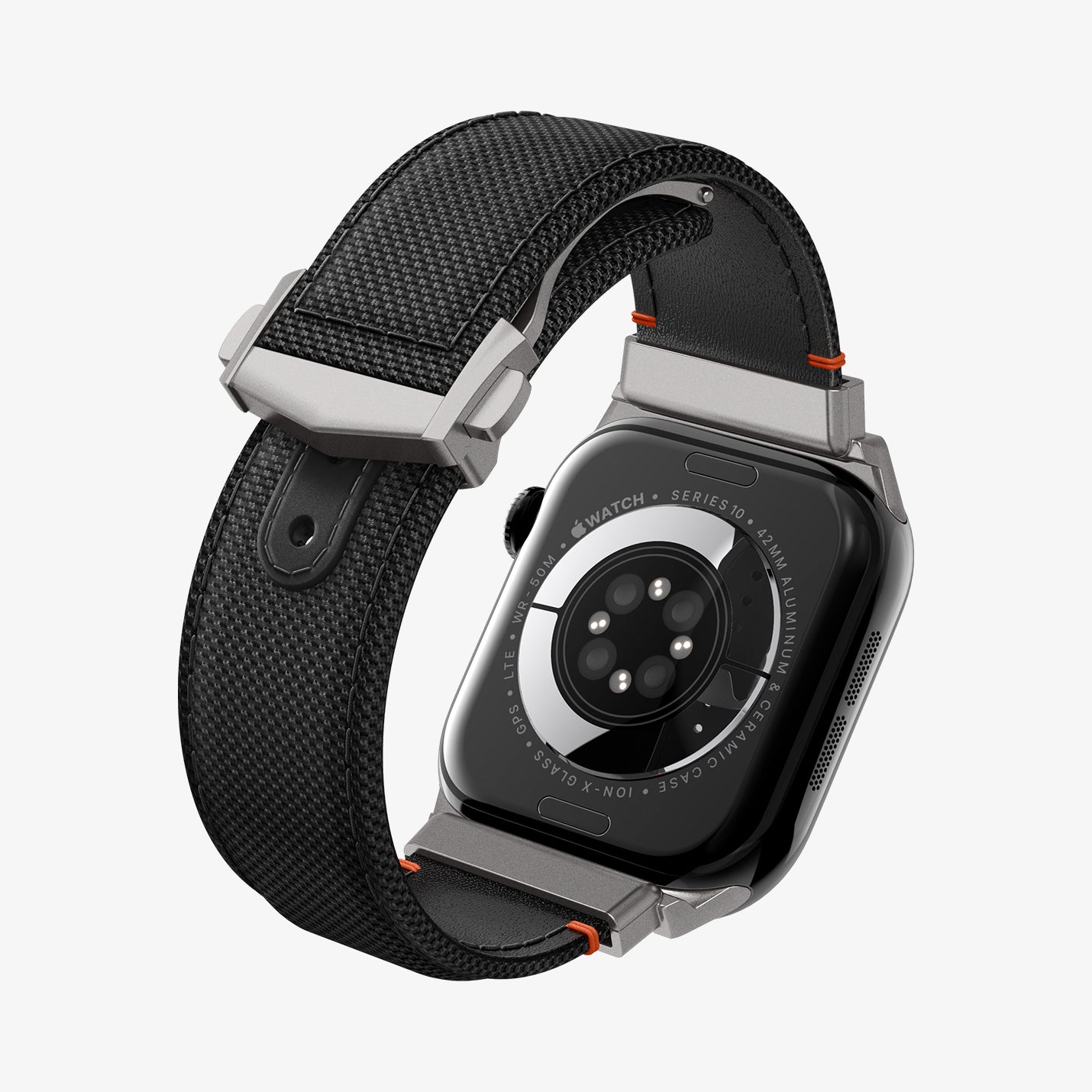 AMP09304 - Apple Watch Ultra (49mm) Classic Fit in Black showing the back of the watch, partial sides and bottom