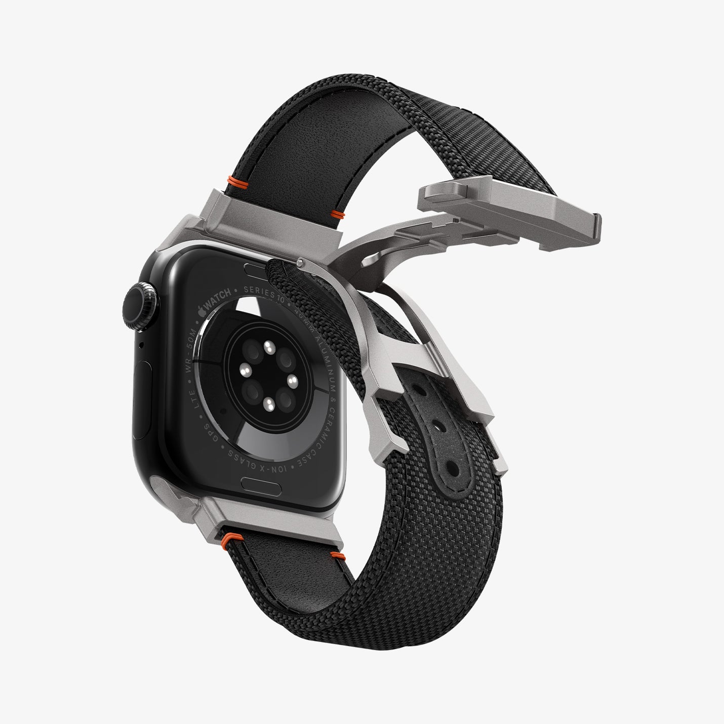 AMP09304 - Apple Watch Ultra (49mm) Classic Fit in Black showing the back, partial inner side and bottom 
