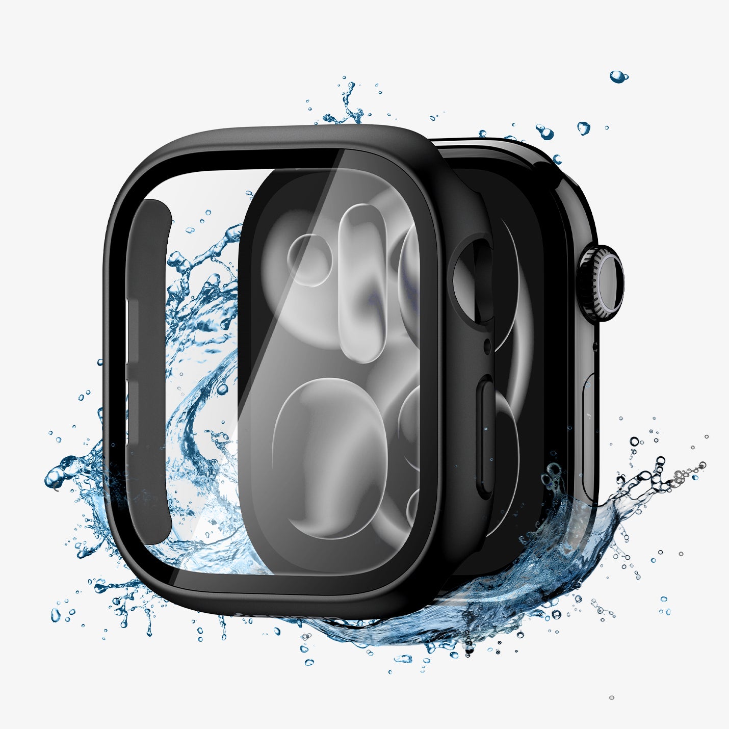 ACS11409 -  Apple Watch Series - Thin Fit 360 | Waterproof Ring Apple Watch 10/11 (46mm) in Black showing side