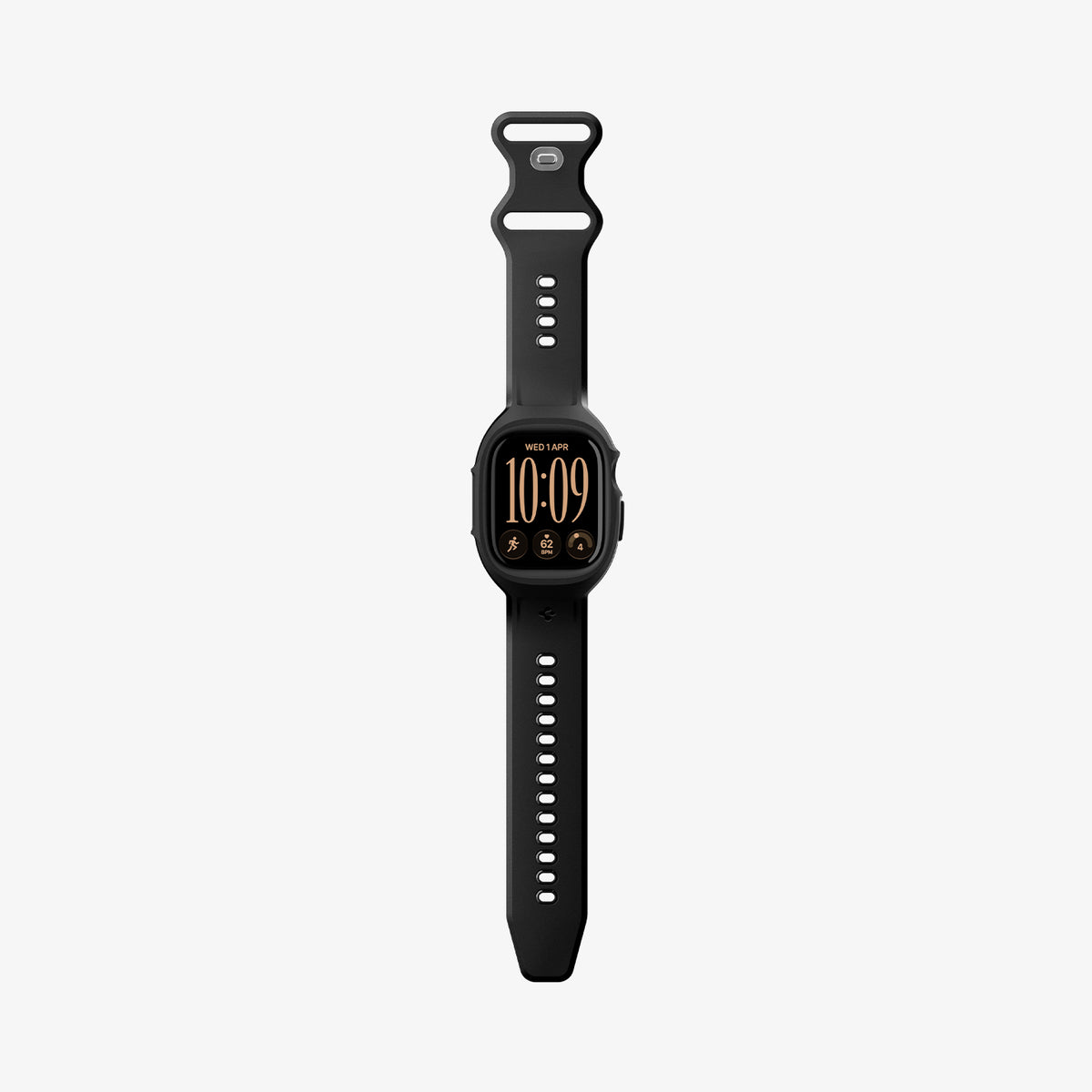 ACS11899 - Apple Watch 12 (46mm) Liquid Air Pro showing a rear angled view of the smartwatch case with open sensor access and perforated band