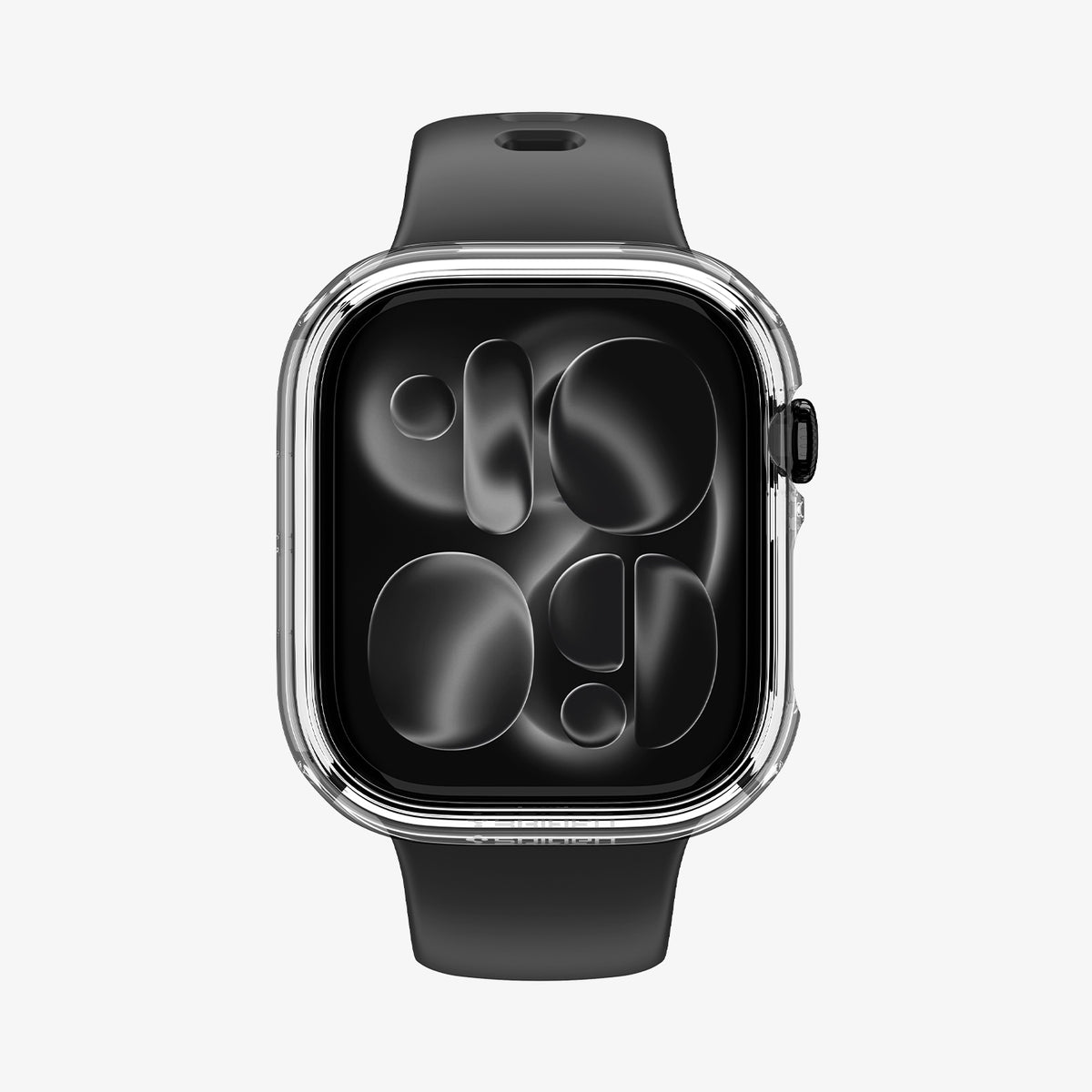 ACS11891 - Apple Watch Series 12(46mm) Case Thin Fit in Crystal Clear showing a front view of the slim protective case with a form fitted profile