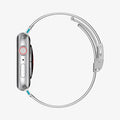 AMP07225 - Apple Watch (41mm) Sleek Link in Silver showing the side of a watch's head and side of the strap