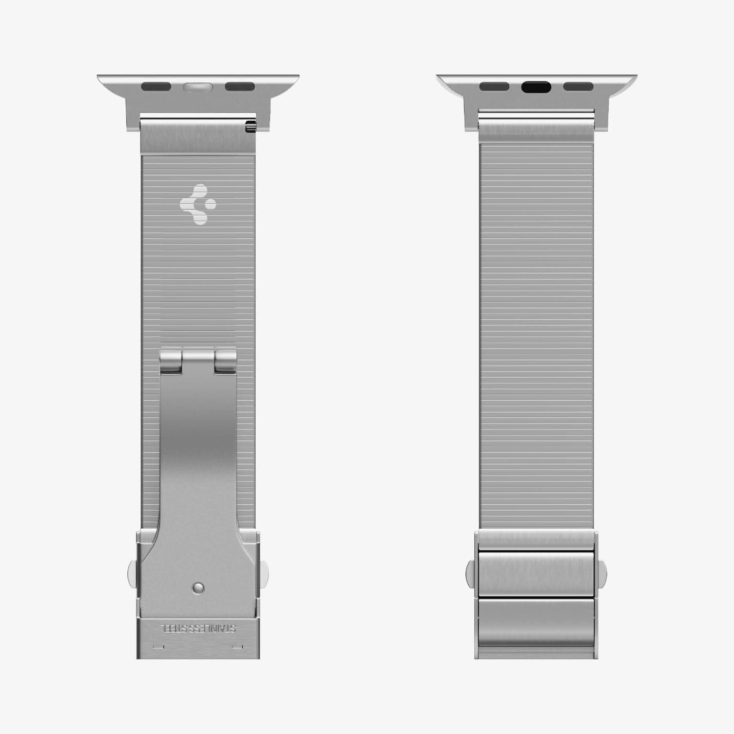 AMP07225 - Apple Watch (41mm) Sleek Link in Silver showing the front of both straps with clasp and end link