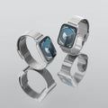 AMP07225 - Apple Watch (41mm) Sleek Link in Silver showing the front and sides of 2 watches facing each other