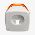 AMP09342 - Apple Watch Classic C1 Charger Stand in tangerine showing front with hello word inside.