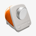 AMP09342 - Apple Watch Classic C1 Charger Stand in tangerine showing case with charging cable in.