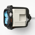 AMP11668 - Apple Watch Classic LS Charger Stand watch wraps around the charger stand with the charging cable routed neatly through the rear opening.