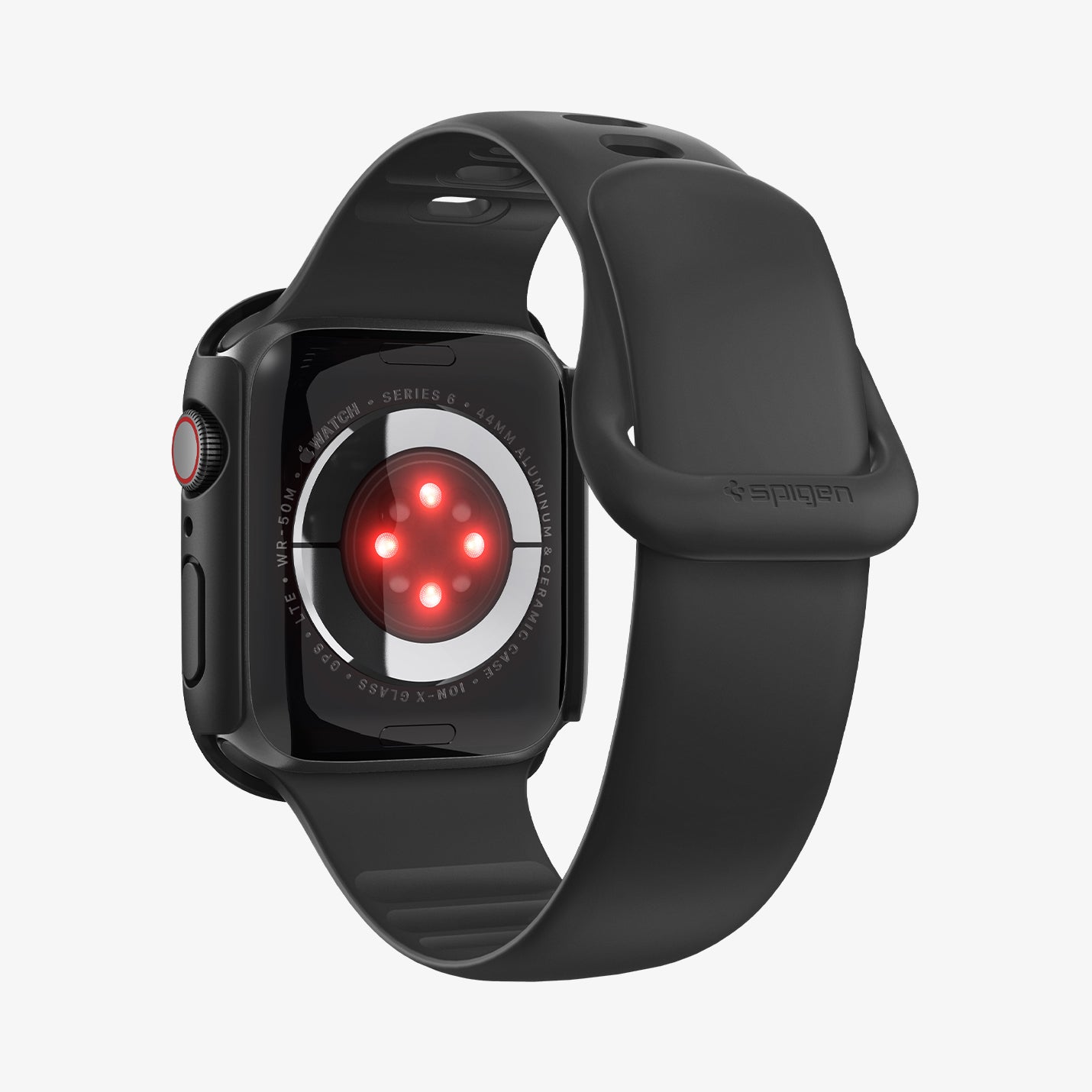 ACS11592 - Apple Watch Series Thin Fit 360 Apple Watch (44mm) in Black showing side and back