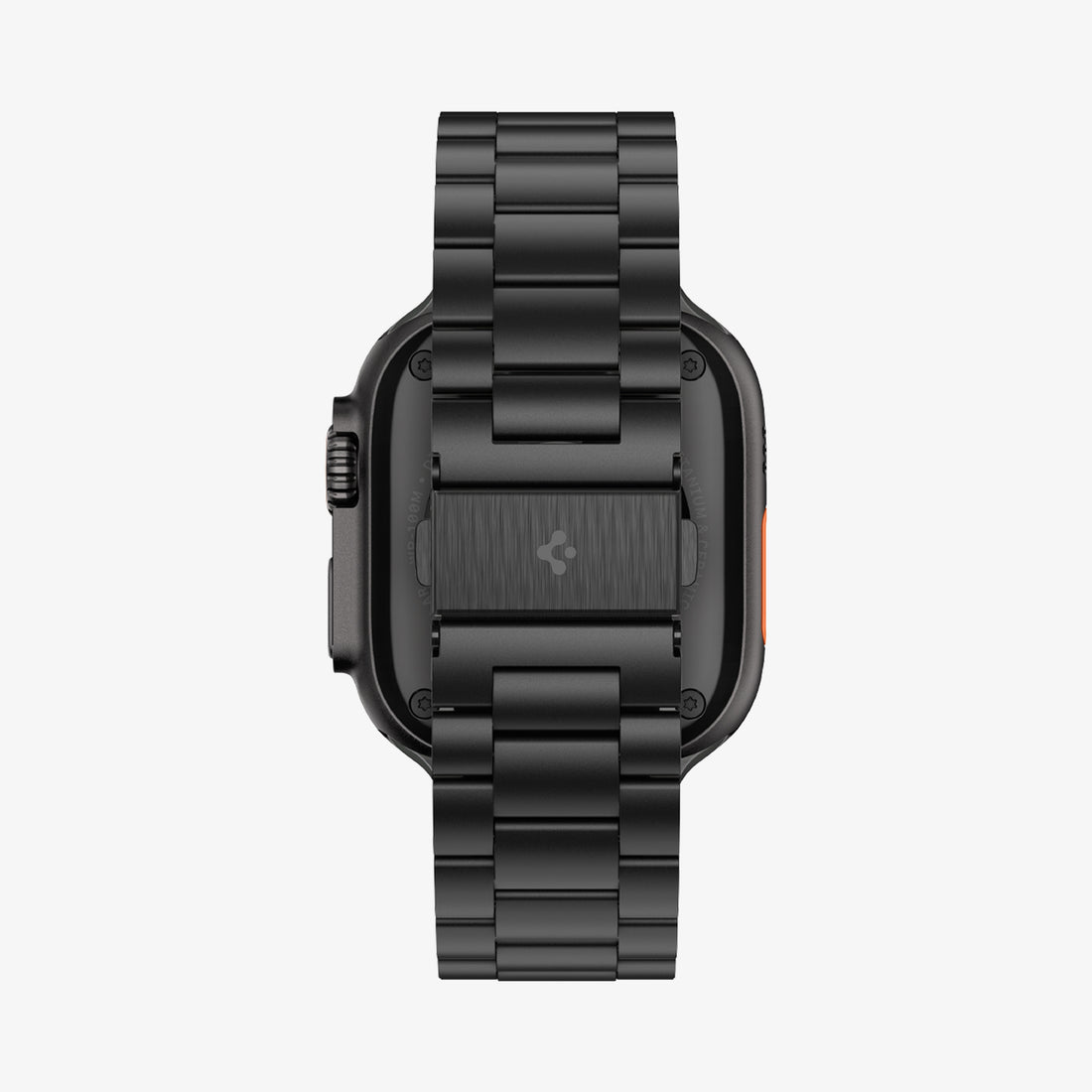 AMP11577 -  Apple Watch Series - Modern Fit Titanium Black rear view shows the titanium link band and centered buckle.