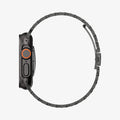 AMP11577 -  Apple Watch Series - Modern Fit Titanium Black side view shows the linked construction and slim profile around the watch.