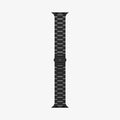 AMP11577 -  Apple Watch Series - Modern Fit Titanium Black titanium link band shown fully extended with connectors and center buckle.