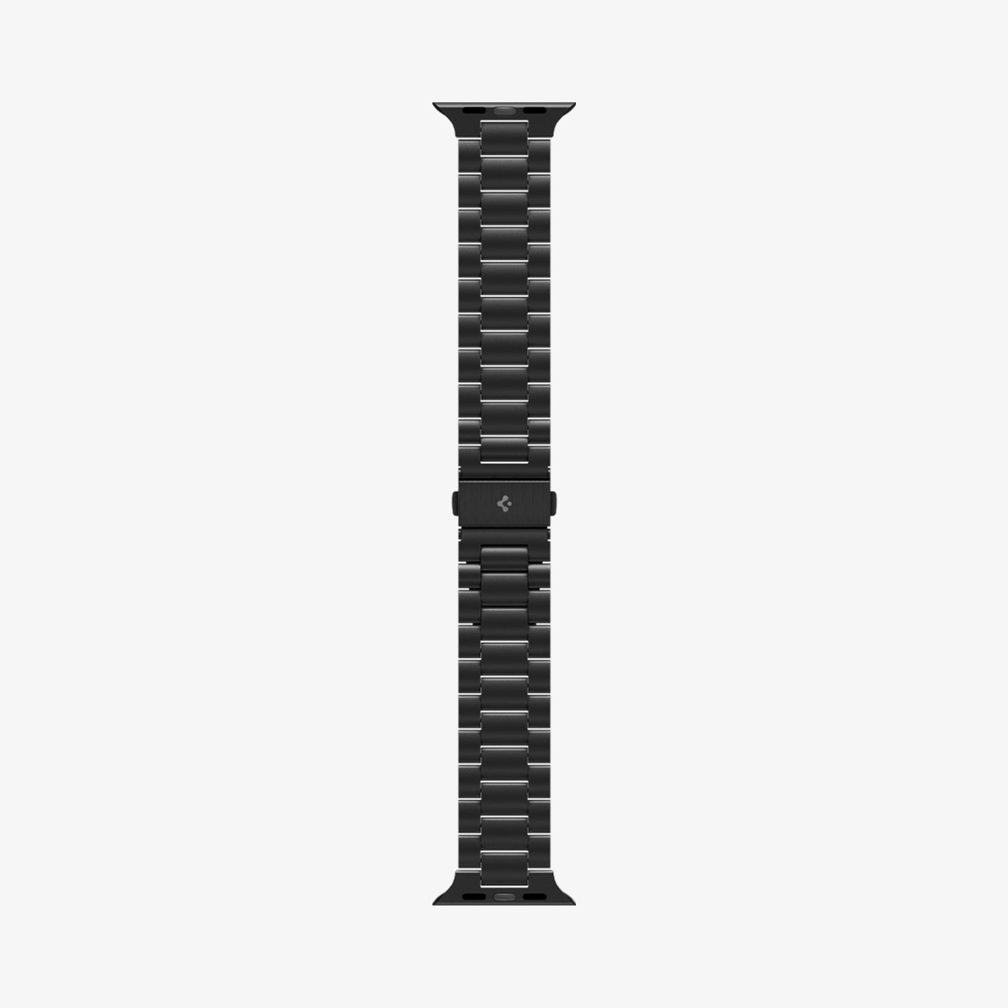AMP11577 -  Apple Watch Series - Modern Fit Titanium Black titanium link band shown fully extended with connectors and center buckle.