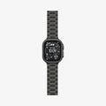 AMP11577 -  Apple Watch Series - Modern Fit Titanium Black front view shows the full length of the titanium link band attached to the watch.