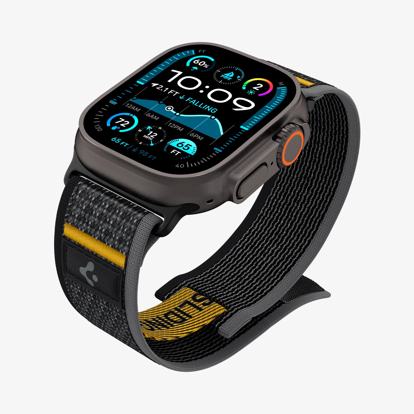 AMP09033 - Apple Watch 10 (46mm) Athlex Air in Active Black showing the front, partial sides and bottom