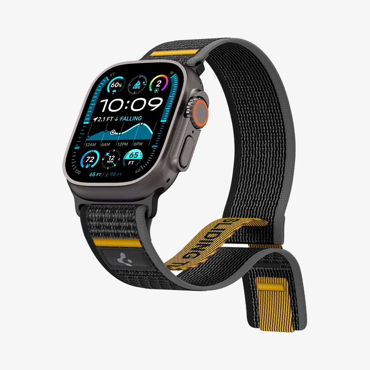 AMP09033 - Apple Watch 10 (46mm) Athlex Air in Active Black showing the front, partial side and bottom