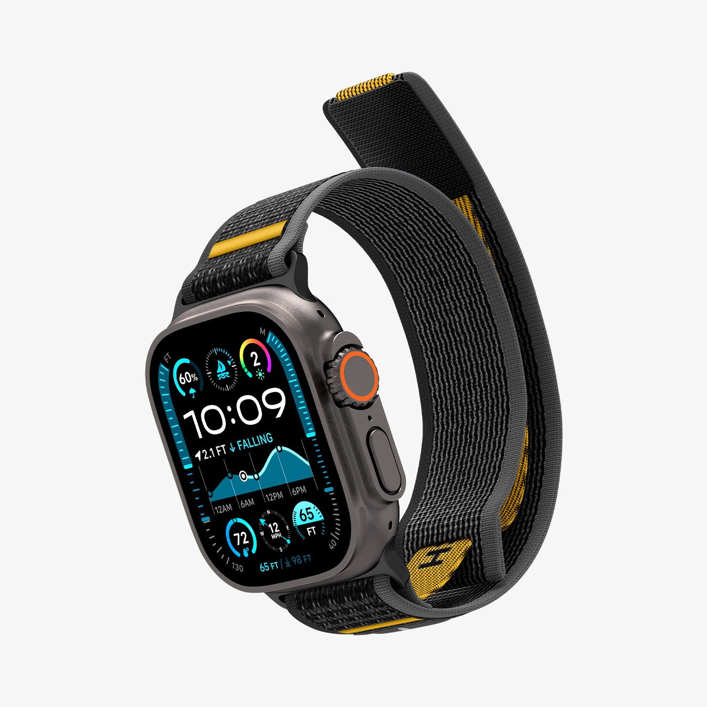 AMP09033 - Apple Watch 10 (46mm) Athlex Air in Active Black showing the front, partial side and bottom