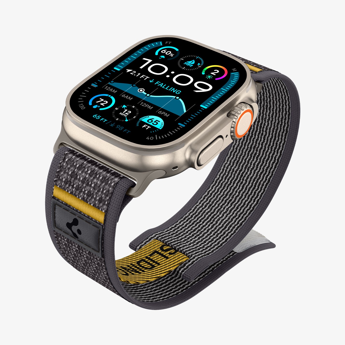 AMP09034 - Apple Watch 10 (46mm) Athlex Air in Active Gray showing the front, partial sides and bottom