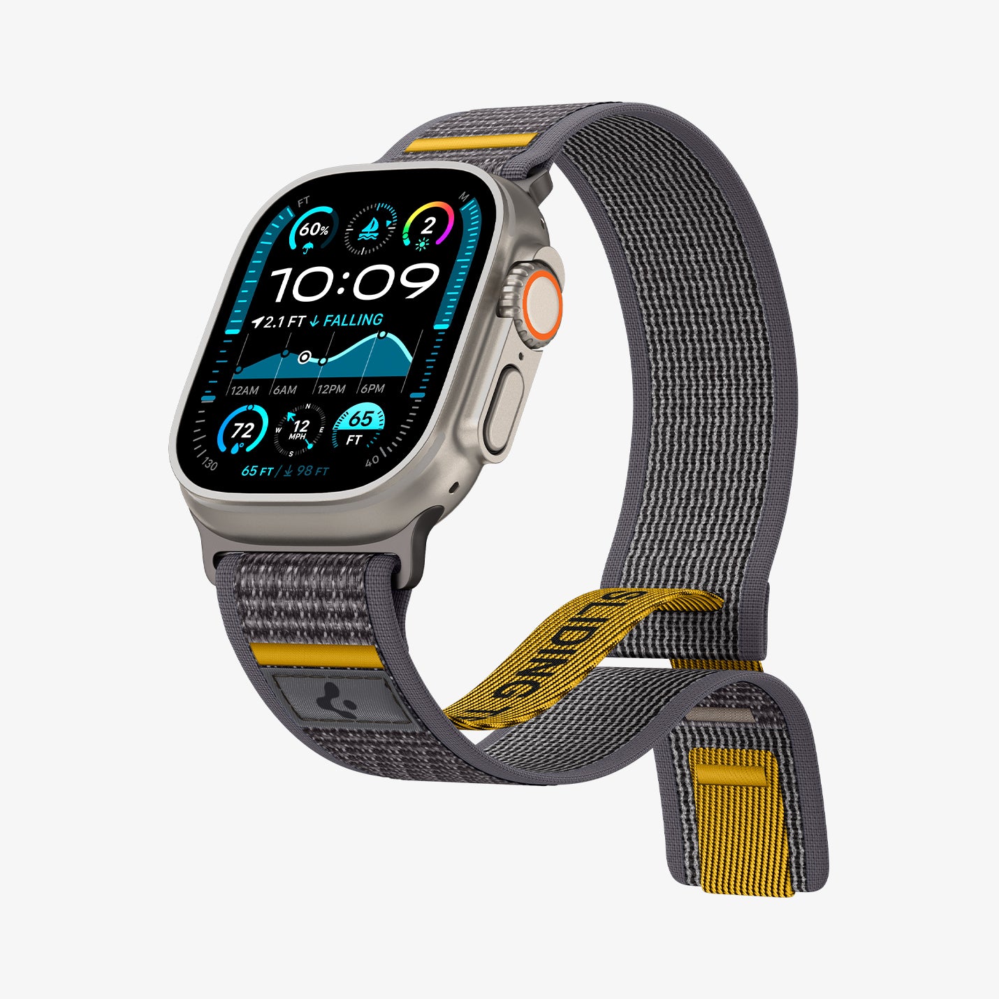 AMP09034 - Apple Watch 10 (46mm) Athlex Air in Active Gray showing the front, partial side and bottom