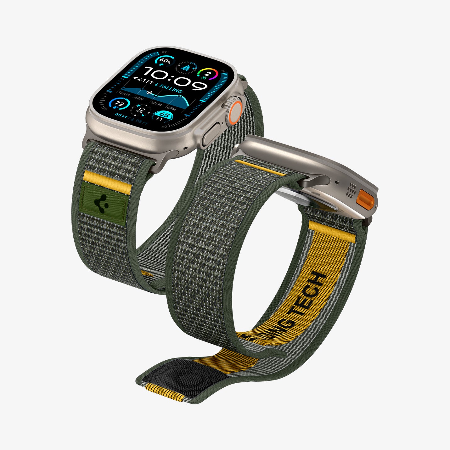 AMP09035 - Apple Watch 10 (46mm) Athlex Air in Active Green showing the front and partial sides