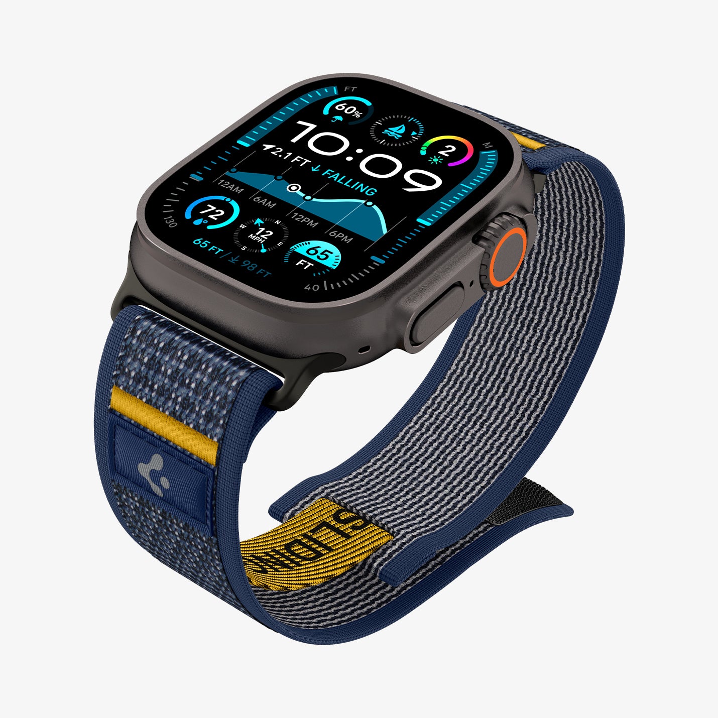 AMP09036 - Apple Watch 10 (46mm) Athlex Air in Active Navy showing the front, partial sides and bottom