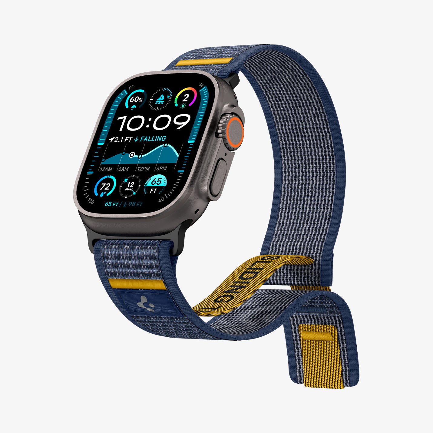 AMP09036 - Apple Watch 10 (46mm) Athlex Air in Active Navy showing the front, partial side and bottom