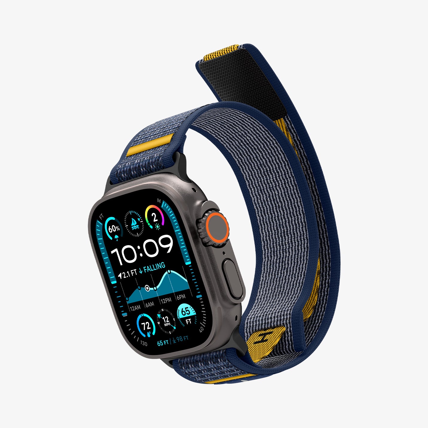 AMP09036 - Apple Watch 10 (46mm) Athlex Air in Active Navy showing the front, partial side and bottom