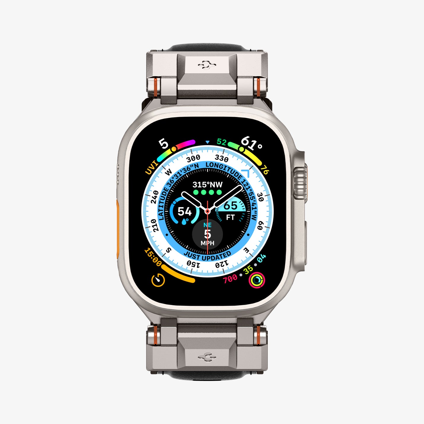 AMP07591 - Apple Watch (49mm) DuraPro Armor PU in Black showing the front