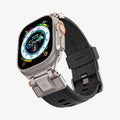 AMP07591 - Apple Watch (49mm) DuraPro Armor PU in Black showing the front, partial side and inner of the strap