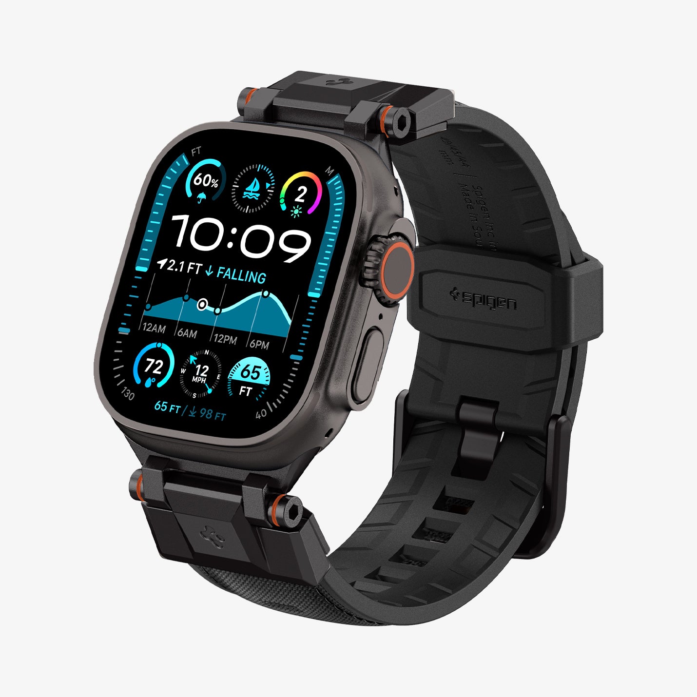 AMP09229 - Apple Watch Ultra (49mm) DuraPro Armor in Black Edition showing the front and partial side