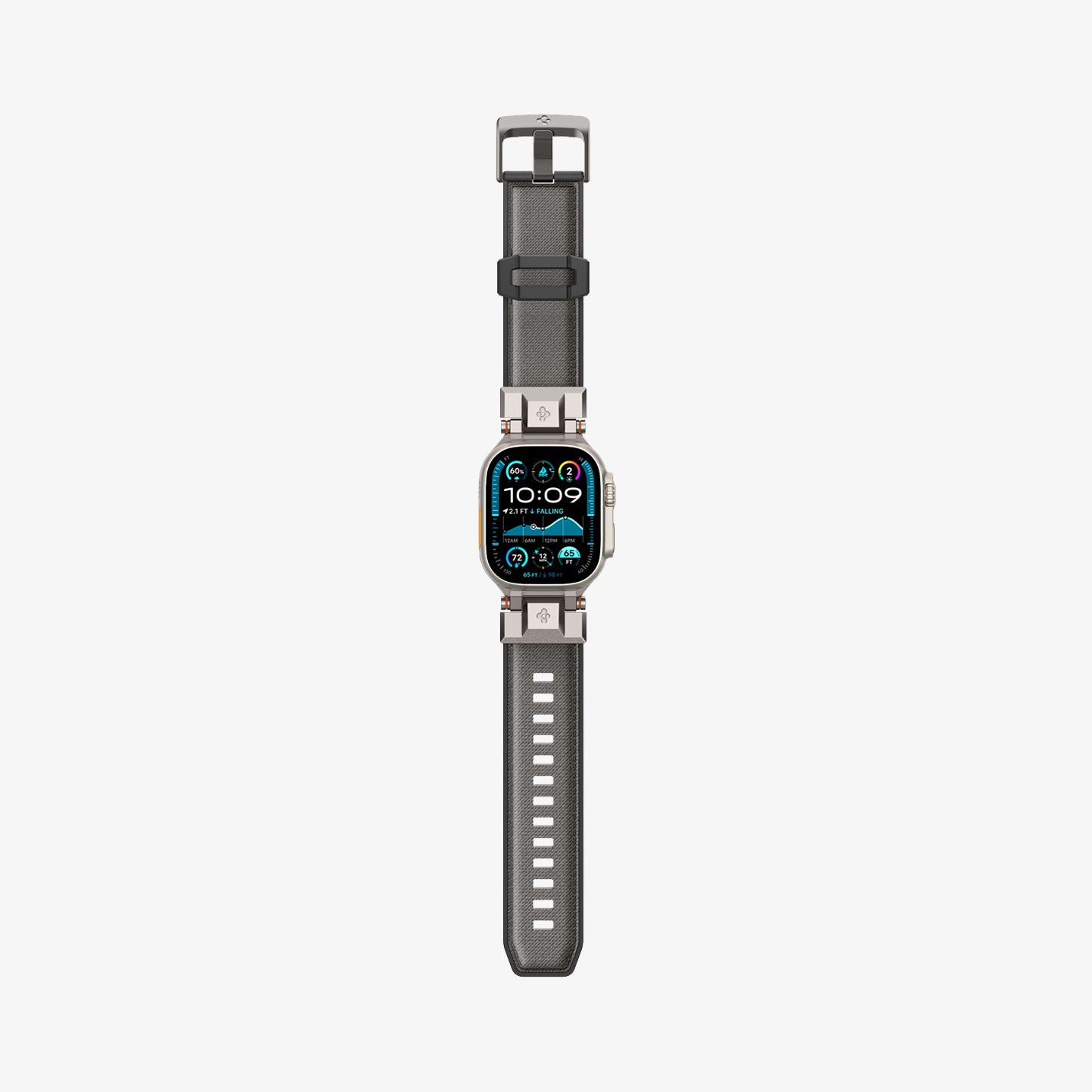 AMP09104 - Apple Watch Ultra (49mm) DuraPro Armor in Gray showing the front with the watch band flat
