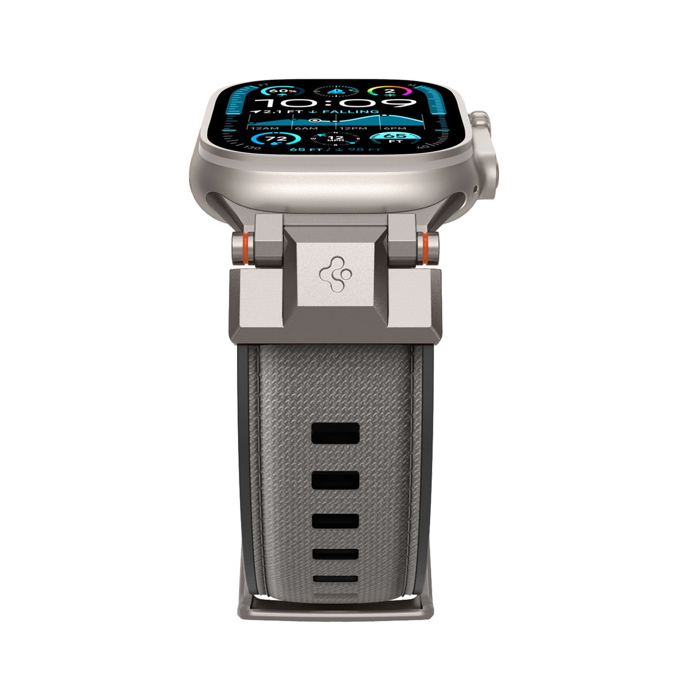 AMP09104 - Apple Watch Ultra (49mm) DuraPro Armor in Gray showing the partial front of watch face and side