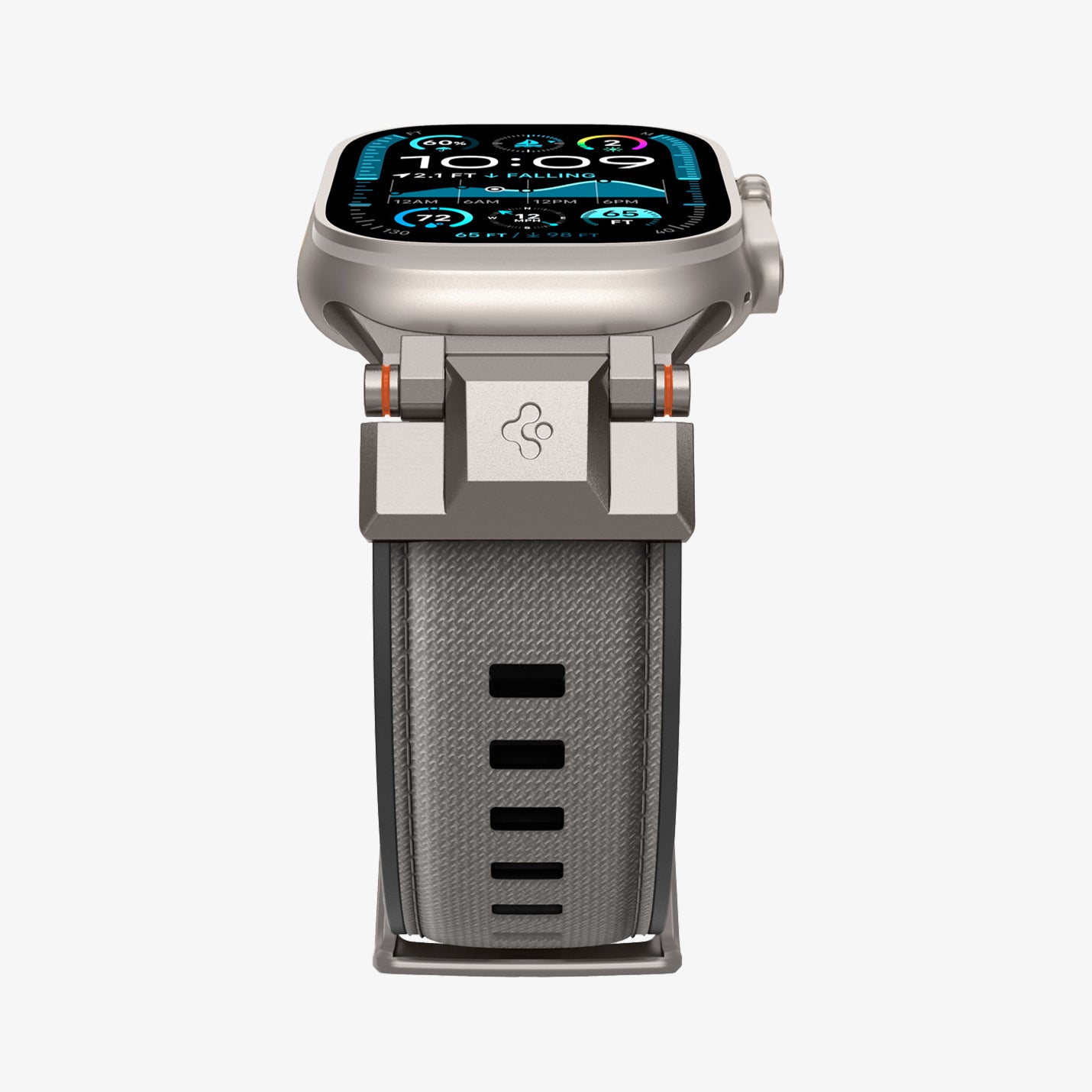 AMP09104 - Apple Watch Ultra (49mm) DuraPro Armor in Gray showing the partial front of watch face and side