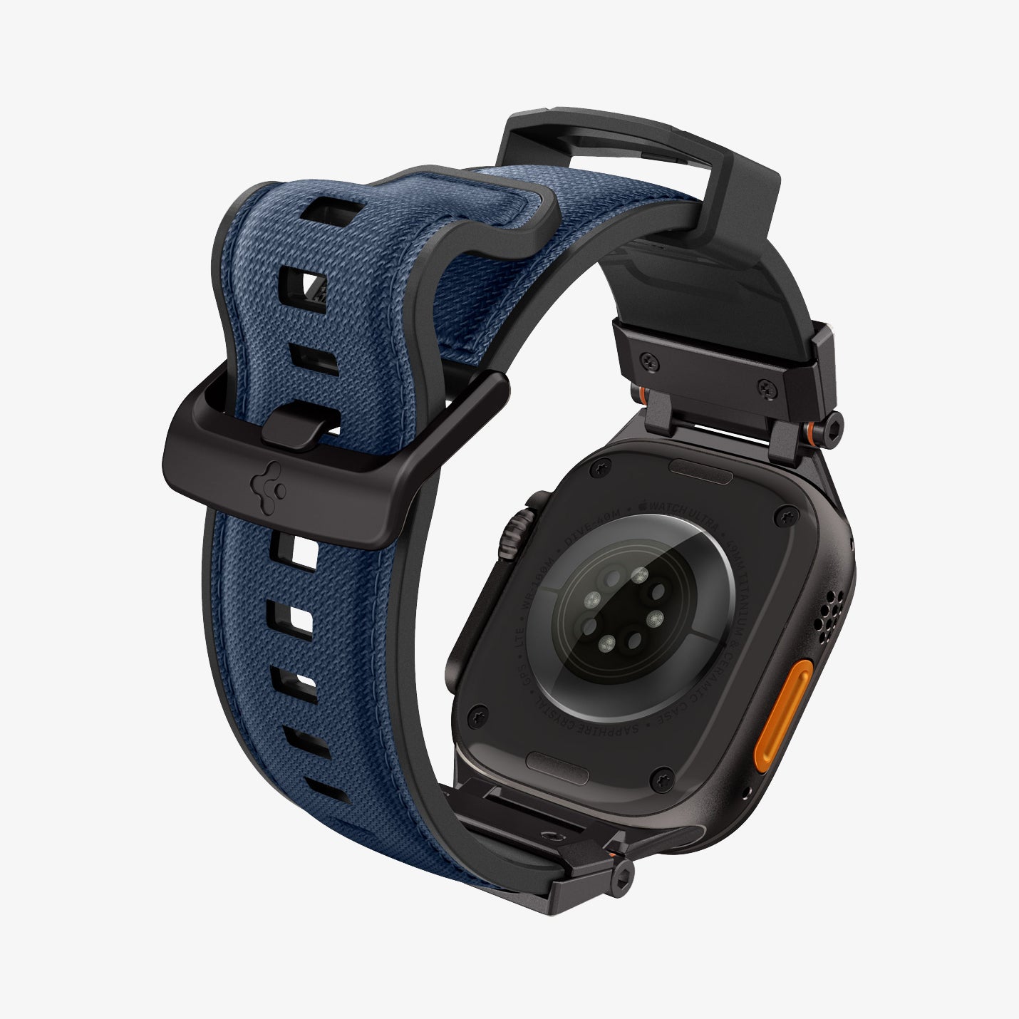 AMP09103 - Apple Watch Ultra (49mm) DuraPro Armor in Navy Blue showing the back and partial inside of watch 