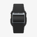 ACS11415 - Straight-on back view of Spigen Lite Fit Pro Apple Watch Ultra case showing Spigen logo and black nylon band clasp