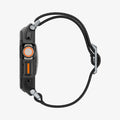 ACS11415 - Left side profile of Spigen Lite Fit Pro Apple Watch Ultra case highlighting Digital Crown cutout and Action Button accent in orange