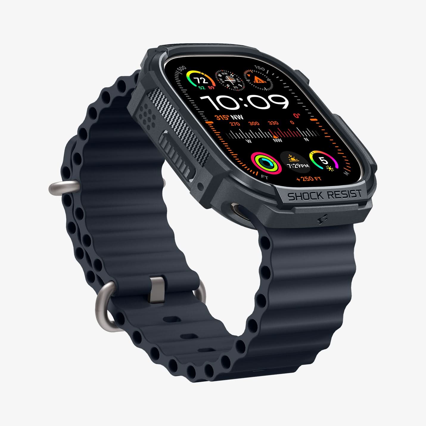 ACS07385 - Apple Watch (49mm) Rugged Armor in Dark Gray showing the front side and inner bottom