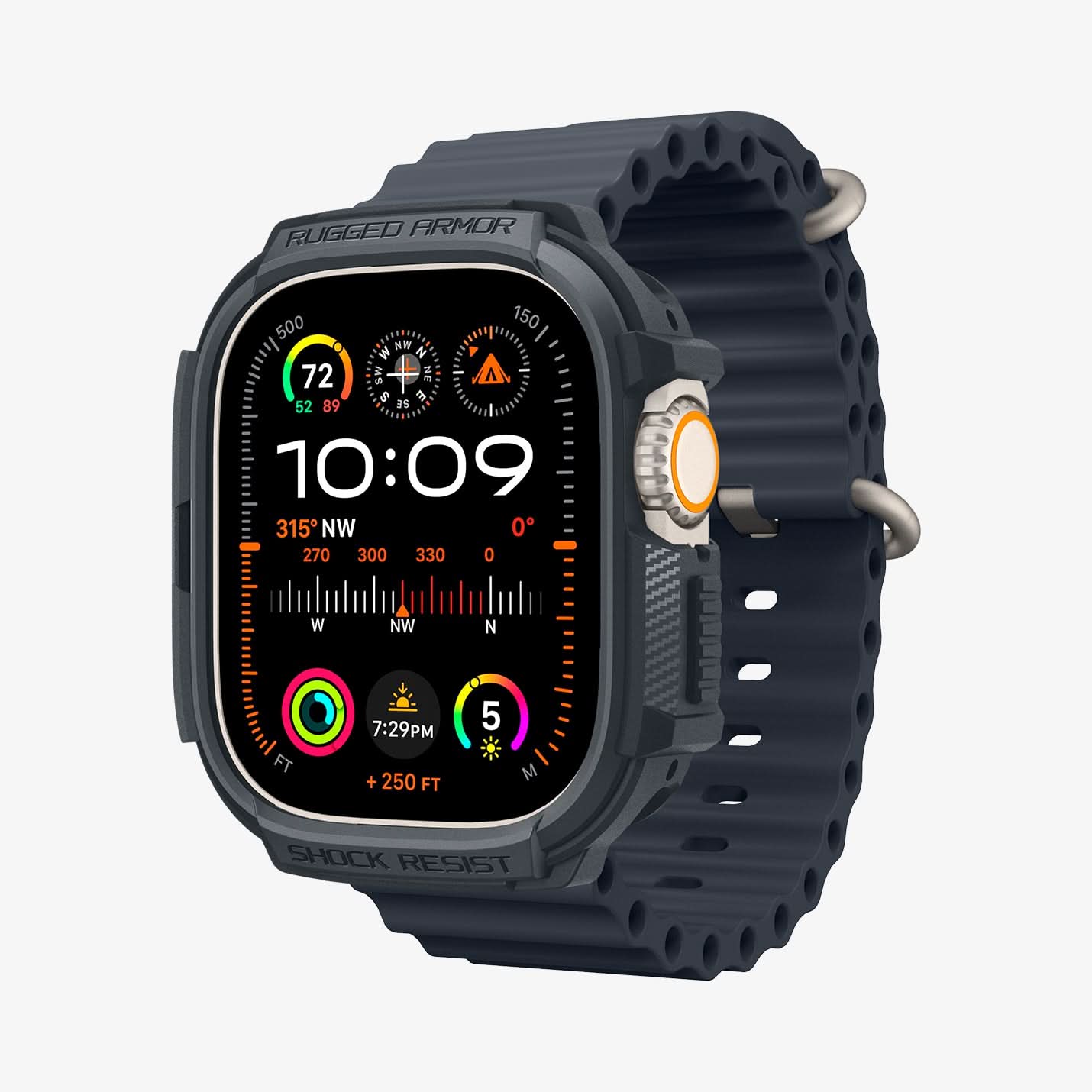 ACS07385 - Apple Watch (49mm) Rugged Armor in Dark Gray showing the front, partial side and partial inner side
