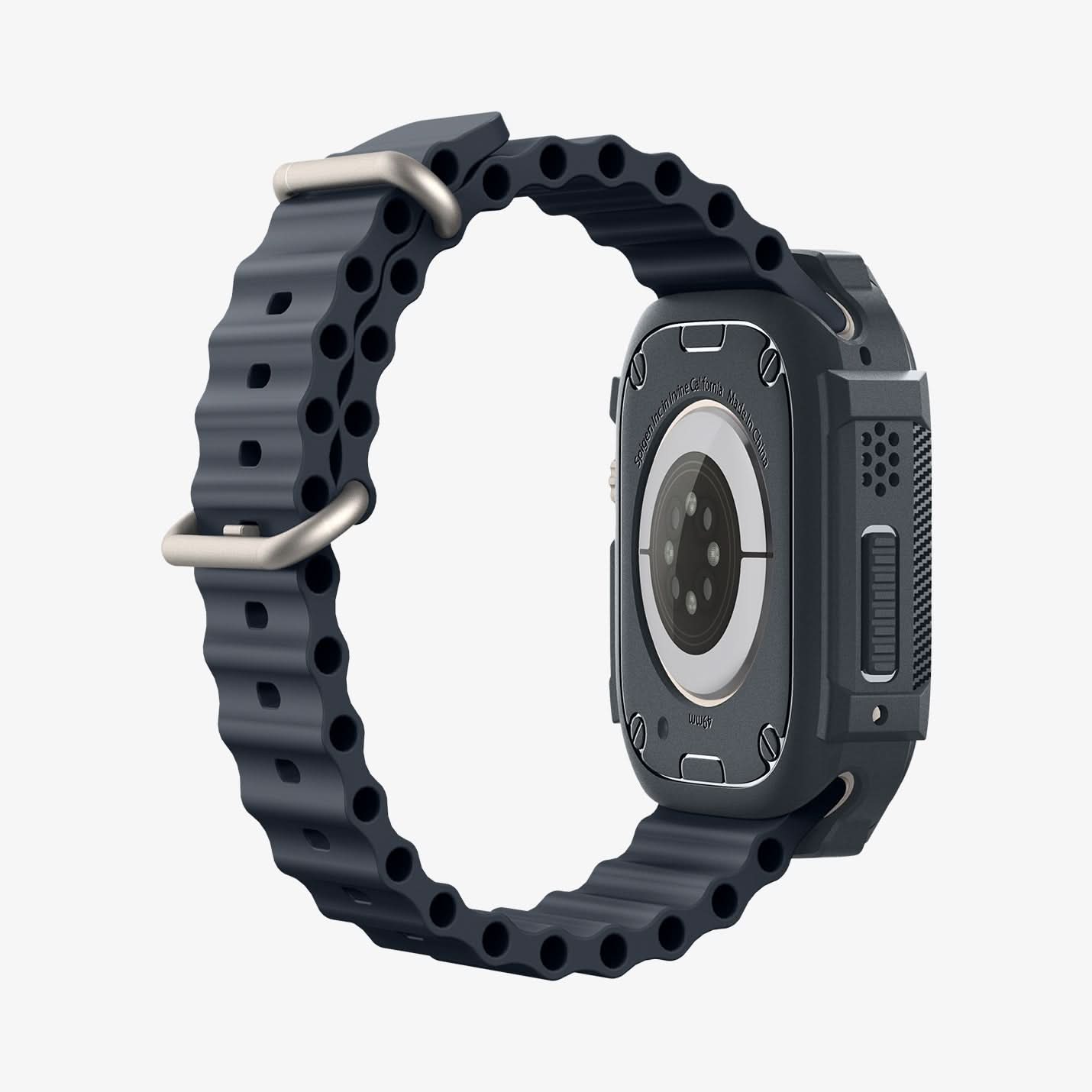 ACS07385 - Apple Watch (49mm) Rugged Armor in Dark Gray showing the back, side, partial inner side and bottom