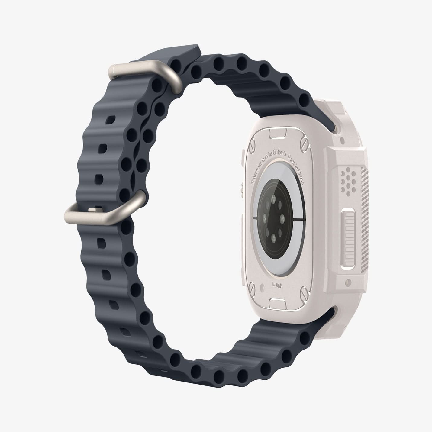 ACS07381 - Apple Watch (49mm) Rugged Armor in Dune Beige showing the back, partial side and bottom